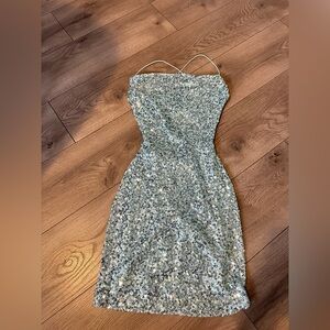 cequine light blue dress